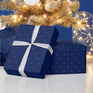 Uiterst kleine Gouden Stippen en Marineblauw Cadeaupapier