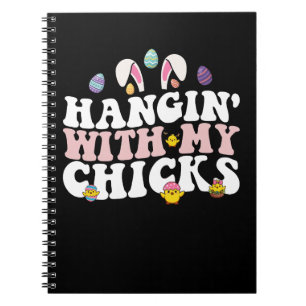 Uitgaan Met Mijn Kuikens Paashaas Groovy Retro Notitieboek