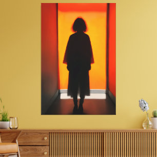 Uitgang in Sinaasappel – Bold Silhouette Wall Art Canvas Afdruk