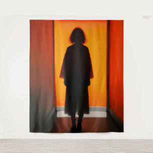 Uitgang in Sinaasappel – Bold Silhouette Wall Art Wandkleed