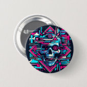 Uitgeblikte Skull Cyberpunk Ronde Button 5,7 Cm (Voorkant /achterkant)
