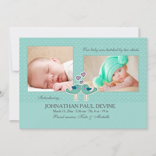 Uitgebracht door twee kuikens om geboorteaankondig aankondiging (Voorkant)