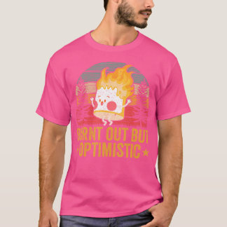 Uitgebrande maar optimistische camper marshmallow t-shirt