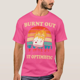 Uitgebrande maar optimistische marshmallow retro z t-shirt
