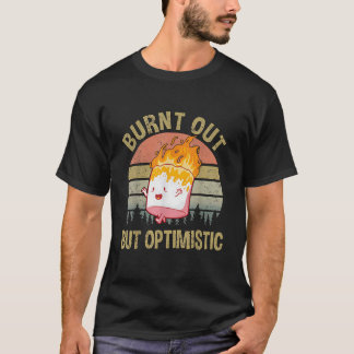 Uitgebrande maar optimistische retro zonsondergan t-shirt