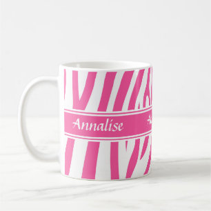 Uitgebreid aanpasbaar Roze wit zebrapatroon Koffiemok