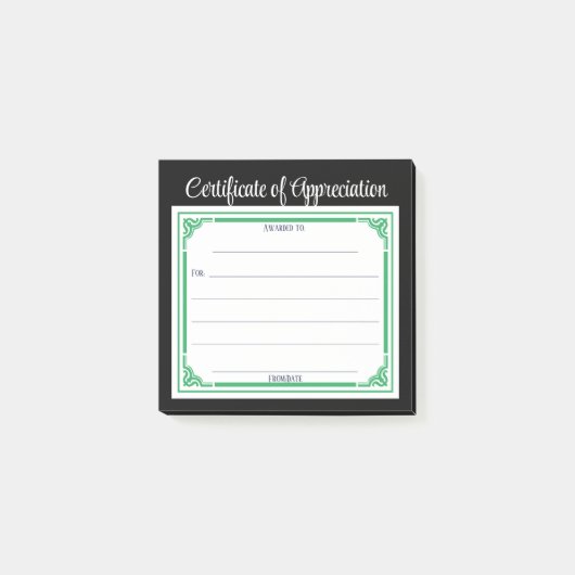 Uitgebreid certificaat van waardering van bedankt post-it® notes (Voorkant)