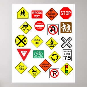 Uitgebreid Classic Road Sign Poster 21-objecten