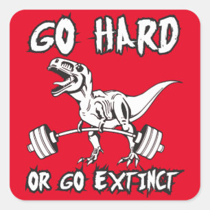 Uitgebreid of hard werken - T-Rex deadlift Vierkante Sticker