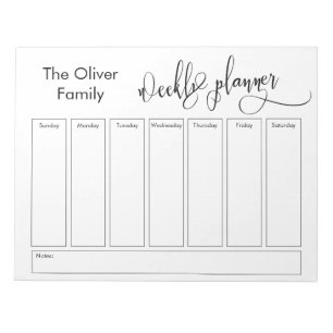 Uitgebreid script Eenvoudige weekplanner, wit Notitieblok