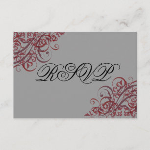 Uitgebreide Baroque Red Scroll RSVP-kaart RSVP Kaartje