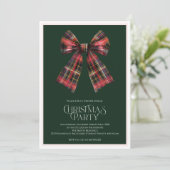 Uitgebreide Kerstfeest Uitnodiging met strik (Staand voorkant)