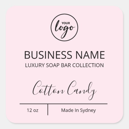 Uitgebreide Luxury Logo Pastel Pink Soap Bar Label (Voorkant)