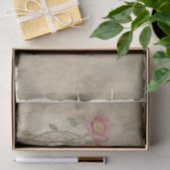 Uitgebreide roze bloemen op papier met perkamentpa (Geschenk)