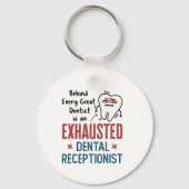 Uitgebreide tandheelkundige receptionist Funny Fro Sleutelhanger (Achterkant)