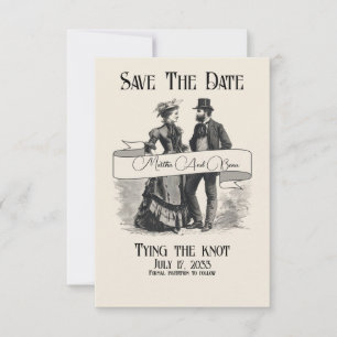 Uitgebreide Trouwkaart 'Save the Date', Victoriaan Save The Date
