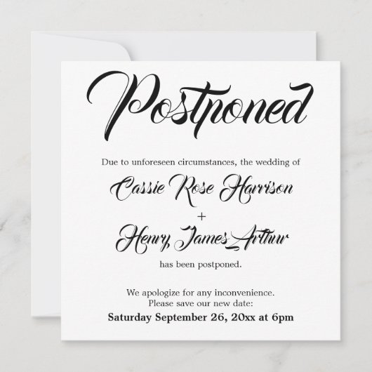 Uitgebreide Uitgestelde Wedding White aankondiging (Voorkant)