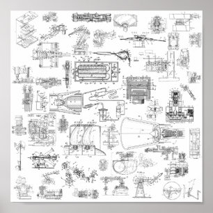 Uitgebreide Uitzicht Patent Diagrammen Afdrukken Poster