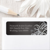 Uitgebreide witte Scroll Black Weddenschapslabel Etiket (Insitu)