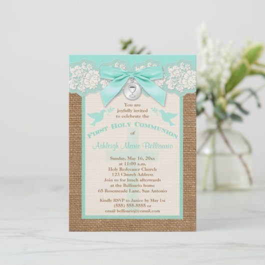 UITGEDRUKTE BOW EN CHARM Eerste Heilige Communie U Kaart (Staand voorkant)
