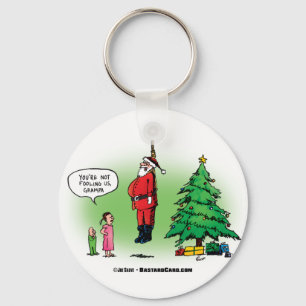 Uitgehangen Kerstman Verdraaide Cartoon Sleutelhanger