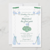 Uitgenodigde Eerste Verjaardag Par-tee Uitnodiging (Voorkant)