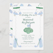 Uitgenodigde Eerste Verjaardag Par-tee Uitnodiging (Voorkant / Achterkant)