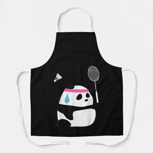 Uitgeputte badminton panda grappig schattig schort (Voorkant)