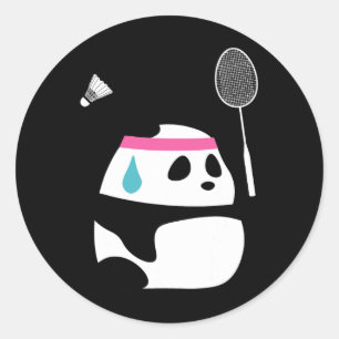 Uitgeputte Badminton Panda - Grappige Schattigee S Ronde Sticker