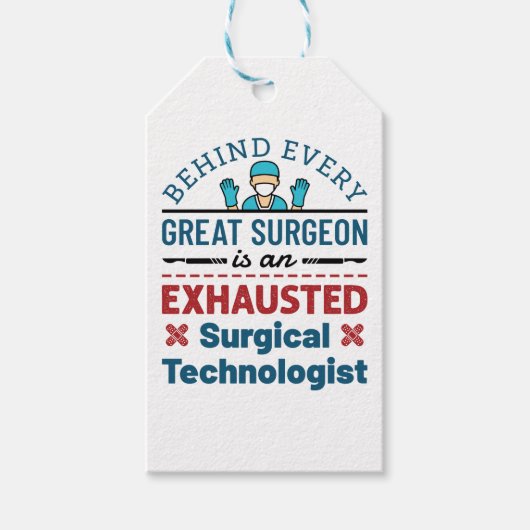 Uitgeputte Chirurgische Technoloog Grappige Scrub Cadeaulabel (Voorkant)