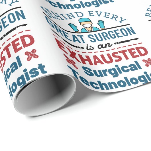 Uitgeputte Chirurgische Technoloog Grappige Scrub  Cadeaupapier (Rol Hoek)