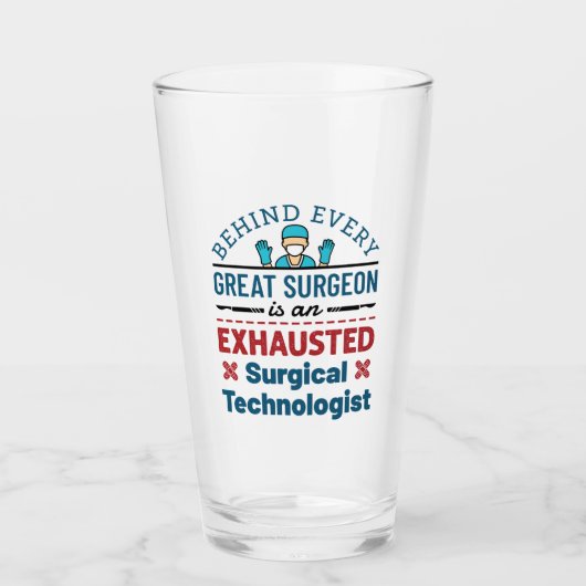 Uitgeputte Chirurgische Technoloog Grappige Scrub  Glas (Voorkant)