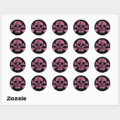 Uitgeputte Schedel en Gekruiste knekels Ronde Sticker (Vel)