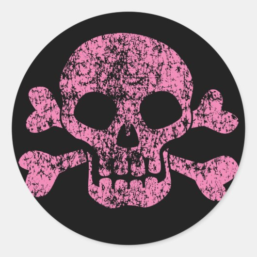 Uitgeputte Schedel en Gekruiste knekels Ronde Sticker (Voorkant)