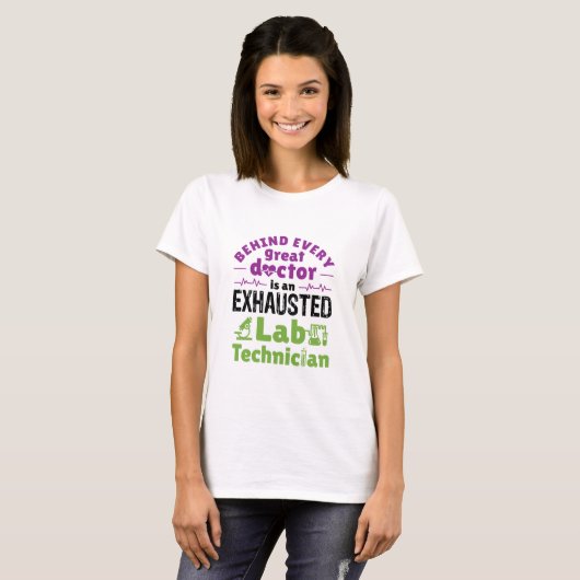 Uitgeputte technicus van Lab T-shirt (Voorkant volledig)
