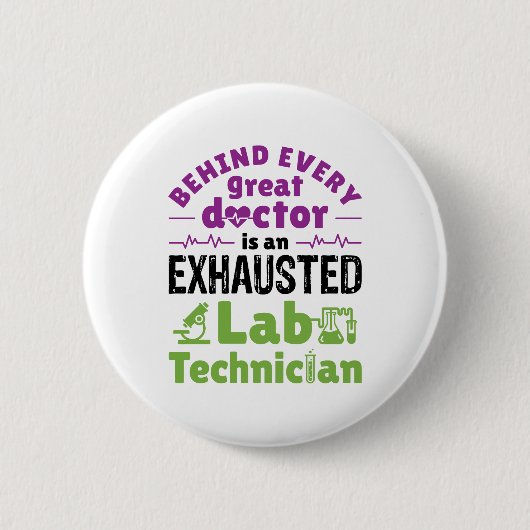 Uitgeputte technicus van Lab-technicus Ronde Button 5,7 Cm (Voorkant)