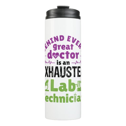 Uitgeputte technicus van Lab Thermosbeker (Voorkant)