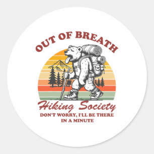 Uitgeputte Wandelvereniging Grappige Berg Retro Ronde Sticker