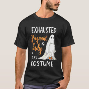 Uitgeputte Zwangere Dame Kostuum Grappige Griezele T-shirt