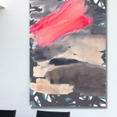 Uitgerekt Canvas Grijs Rood Abstract Collage Afdruk