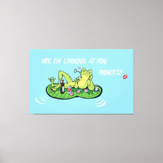 Uitgerekt Canvas Valentijnsdag Funny Frog Afdruk
