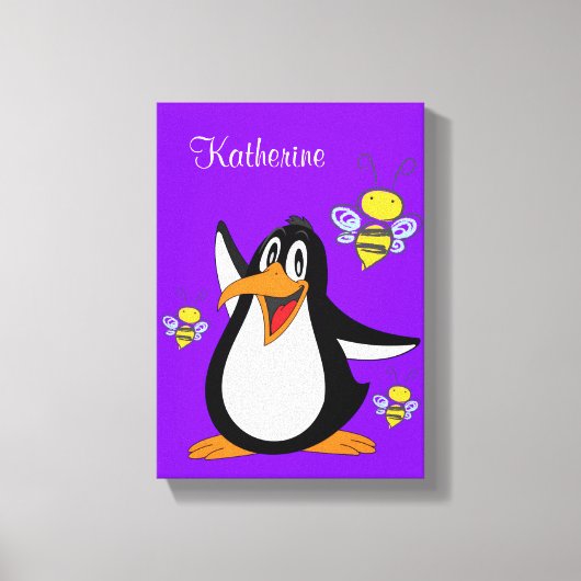 Uitgerekte Canvas Bumblebee Pinguïn Afdruk (Voorkant)