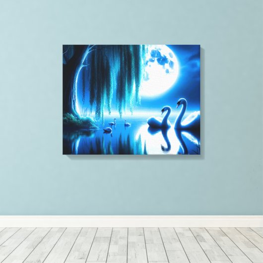 Uitgerekte canvas zwanen (Insitu (Houten vloer))