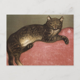 Uitgerekte kat op bank - door Theophile Steinlen Briefkaart
