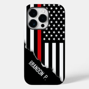 Uitgescheurde look dunne rode lijn Amerikaanse vla Case-Mate iPhone 14 Pro Hoesje