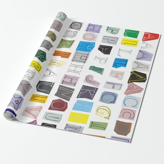 Uitgesneden alfabet cadeaupapier (Uitgerold)