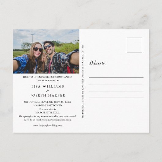 Uitgesteld Save the Date We Do Redo Script Photo Briefkaart (Achterkant)