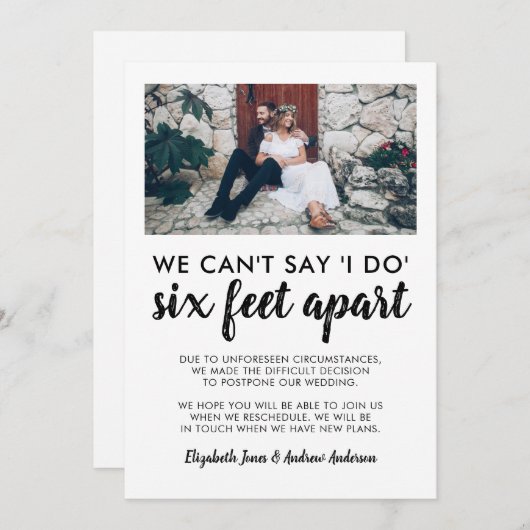 Uitgesteld Verander Datum Foto Bruiloft Six Feet A Aankondiging (Voorkant / Achterkant)