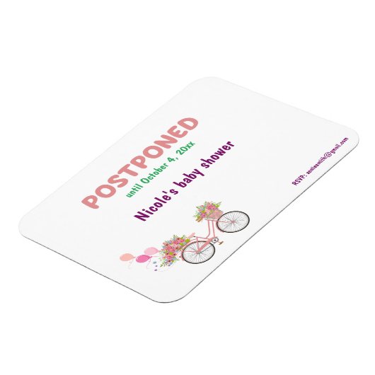 Uitgestelde Baby shower met nieuwe datum en RSVP Magneet (Linkerzijde)