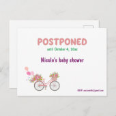 Uitgestelde Baby shower met terugzenddatum RSVP Aankondigingskaart (Voorkant / Achterkant)